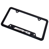 Black Stainless Front Rear Emblem License Plate Frame Cover Gift For AMG Sport