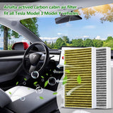 2Pcs 2016-2024 Tesla Model 3 Model Y Durable Activated Cabin Air Filter Kit Set