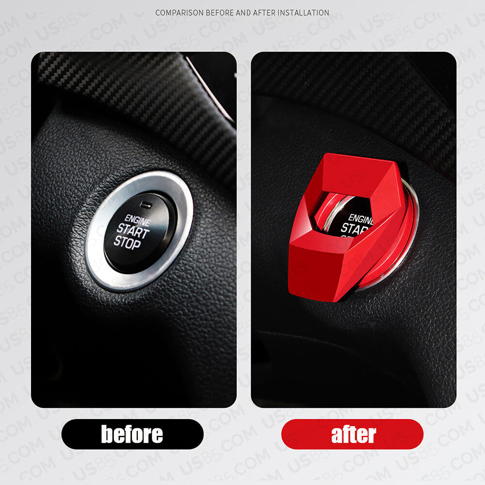 Universal Car One-Button Engine Start Stop Button Protect Cover Decoration Red