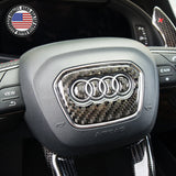 Audi Q3 Q5 Q7 Q8 3D Carbon Fiber Steering Wheel Ring Logo Badge Emblem Sticker