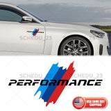 BMW M Performance Sport Car Door Bumper Windows Decorate 3D Sticker Decal Black