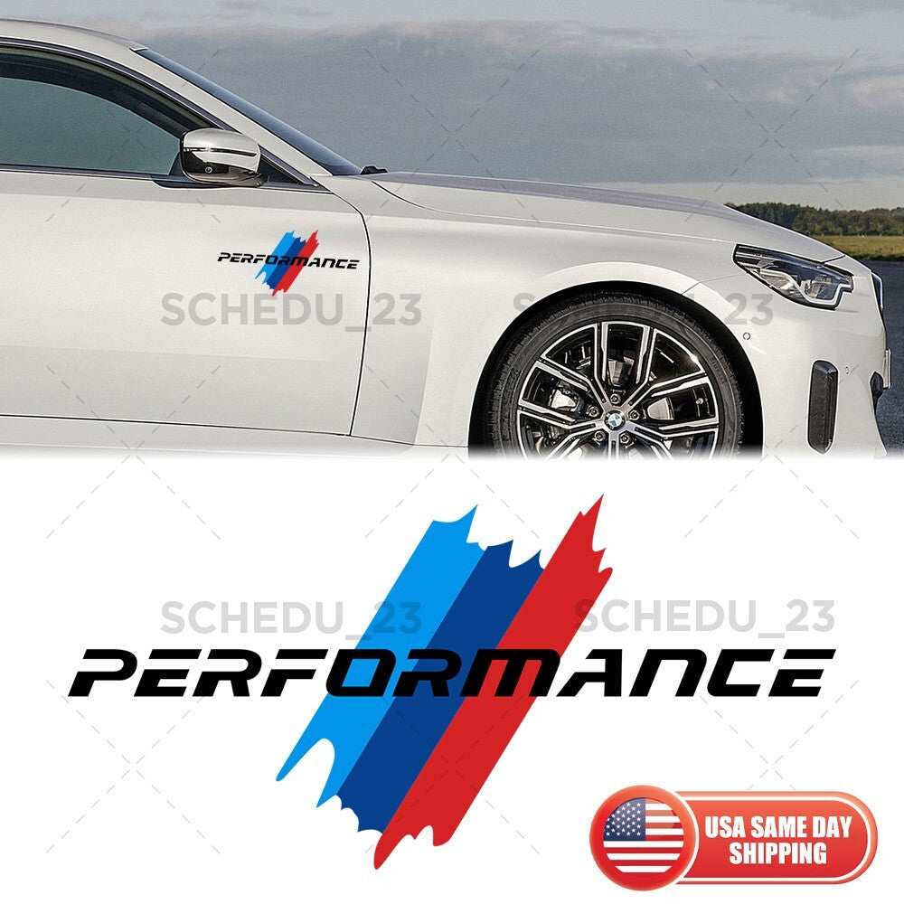 BMW M Performance Sport Car Door Bumper Windows Decorate 3D Sticker Decal Black