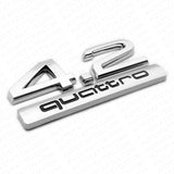 Audi Car Rear Trunk Deck Lid 4.2 Quattro Nameplate Emblem Badge OEM Chrome Sline