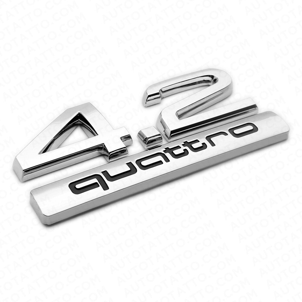 Audi Car Rear Trunk Deck Lid 4.2 Quattro Nameplate Emblem Badge OEM Chrome Sline