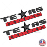2x GMC Chevrolet Cadillac TEXAS Edition Door Emblem Badge Decorate Black Red