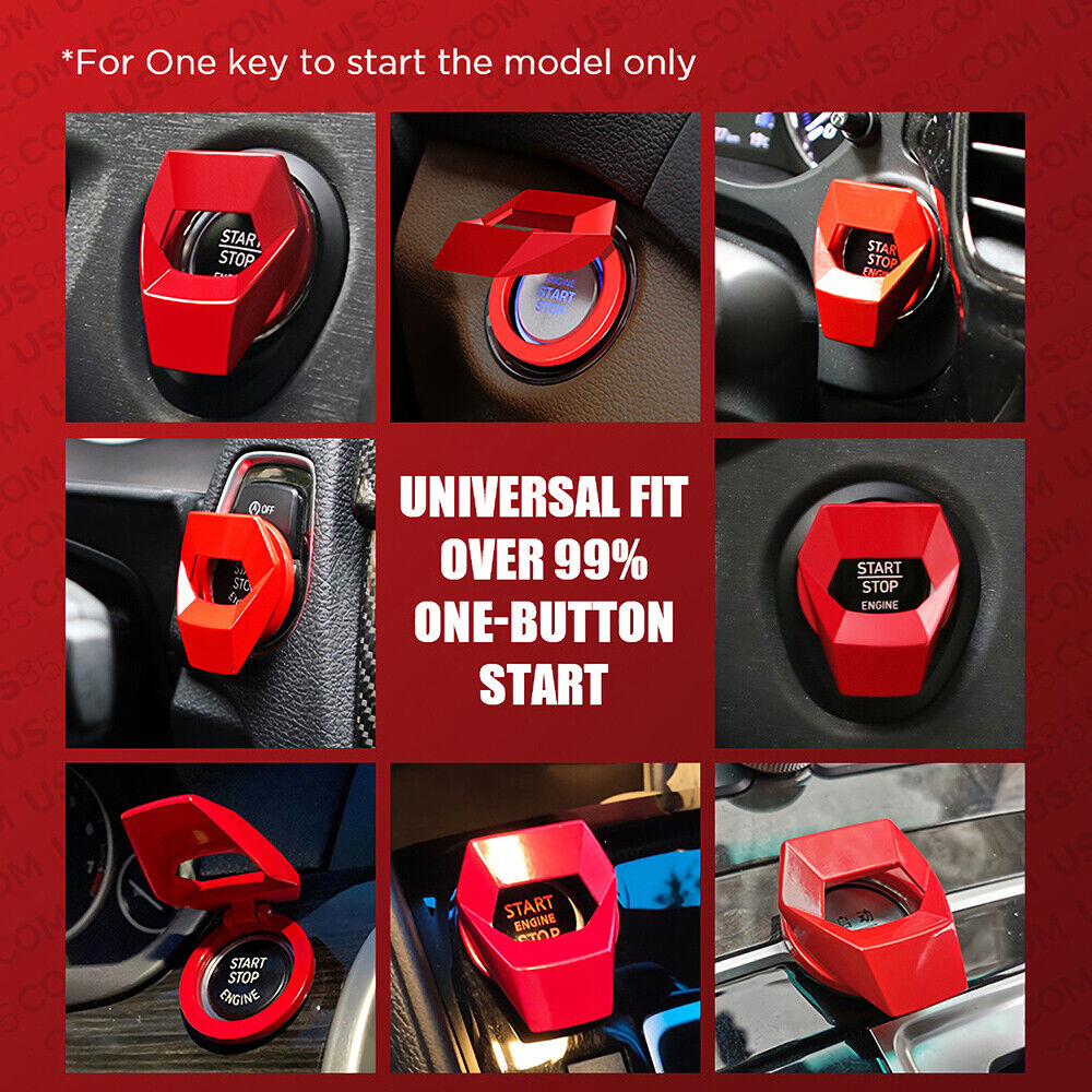 Universal Car One-Button Engine Start Stop Button Protect Cover Decoration Red