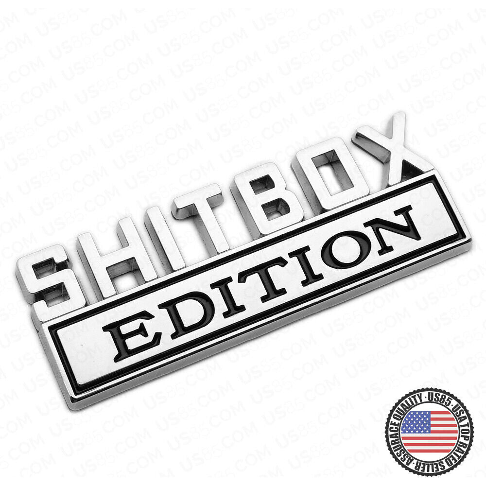 Universal 1x or 2x Fashion Metal ShitBox Edition Car Decal Sticker Decoration