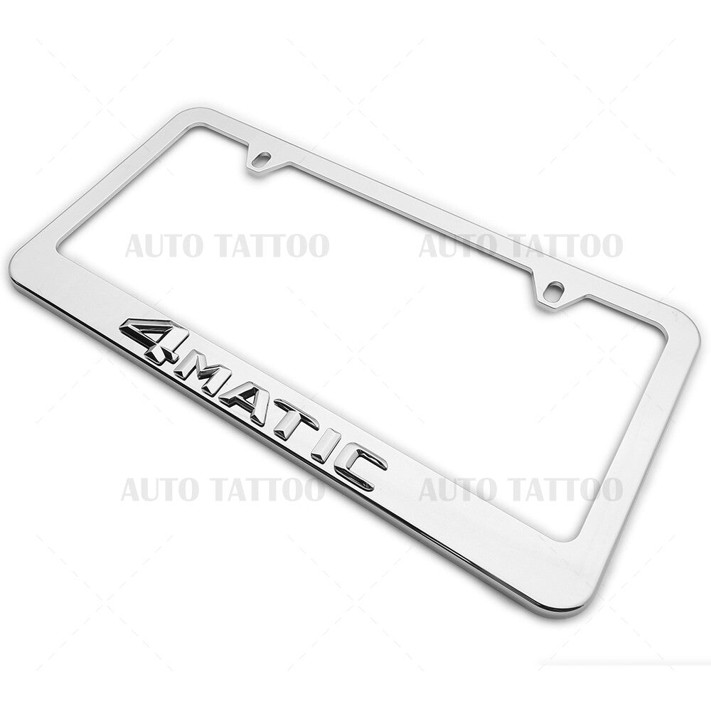 1x 4MATIC Mirror Chrome License Plate Frame Cover Decorate + Screw Caps