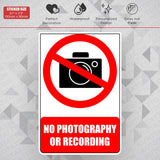 No Photography or Recording Warning Sticker Decal Home Car Van Windows Decorate