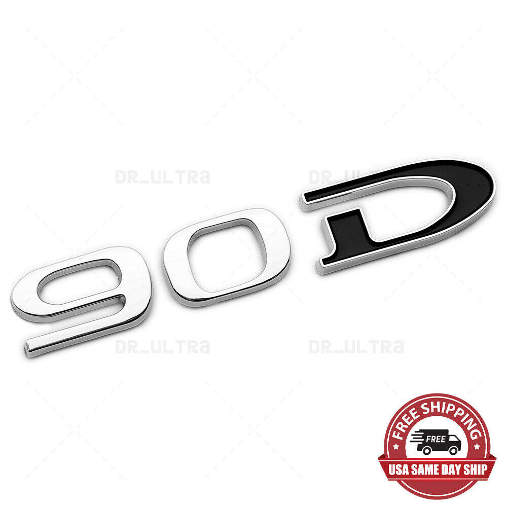 Tesla Rear Liftgate Lid Model 90D Nameplate Logo Badge Emblem Sport Chrome Black