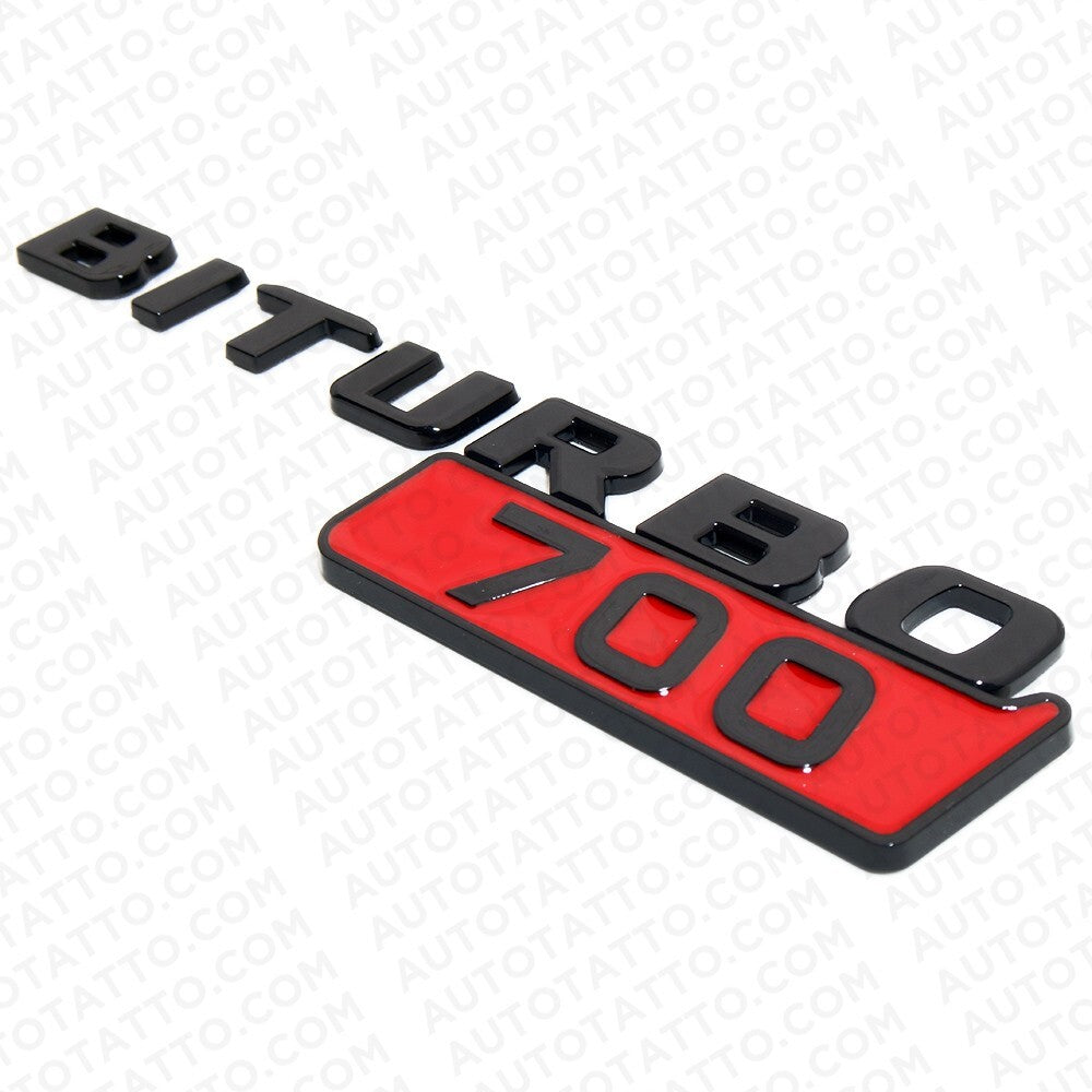 2x Mercedes BRABUS BITURBO 700 Fender Nameplate Badge Marker Emblem Gloss Black