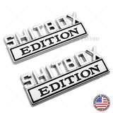 2Pcs ShitBox Edition 3D Car Truck Emblem Funny Badge Sticker Decal Decorate