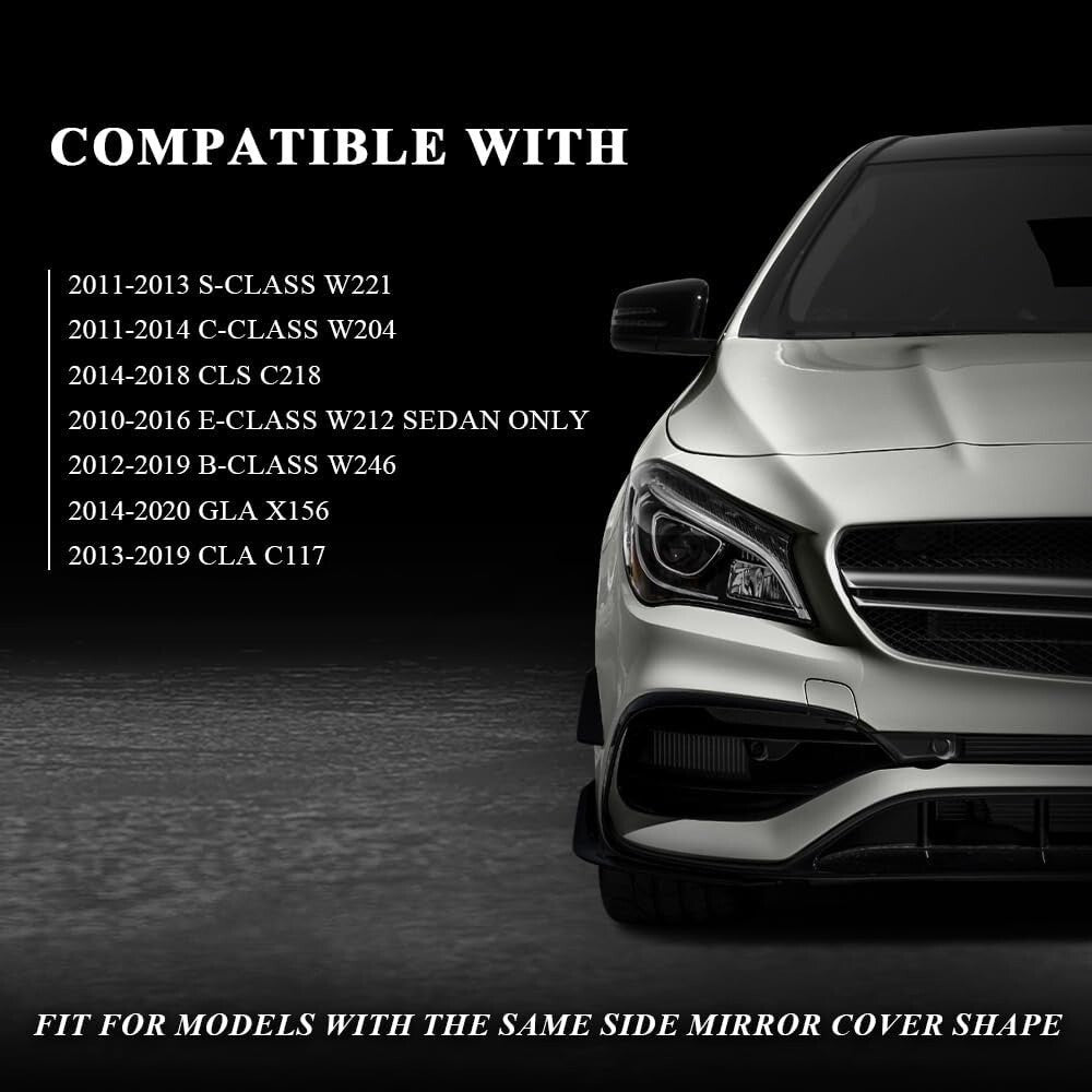 Mercedes W204 W212 W117 C E S GLA Class Gloss Black Side Mirror Cover Replace