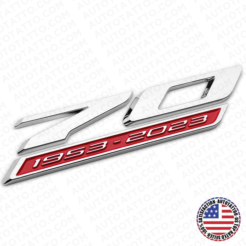 For C8 Corvette 70th Anniversary Edition Door Badge Nameplate Emblem Chrome Red