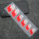 For Audi S Sport Car Wheels Brake Caliper Sticker 3D Decal Logo Decoration White