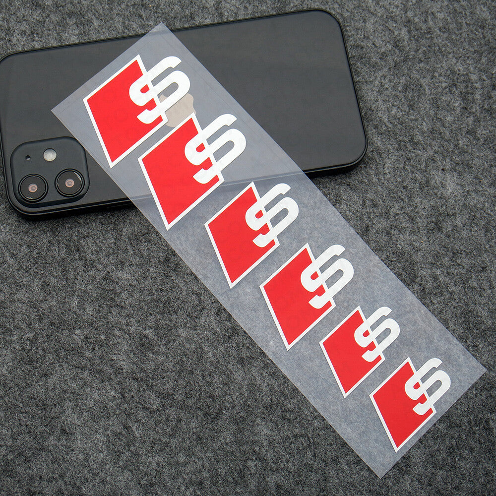 For Audi S Sport Car Wheels Brake Caliper Sticker 3D Decal Logo Decoration White
