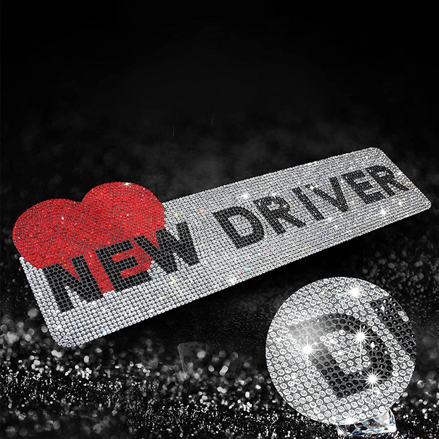 Bling Diamond Rhinestone Cute Lady New Driver Sticker Car SUV 3D Decal Decorate