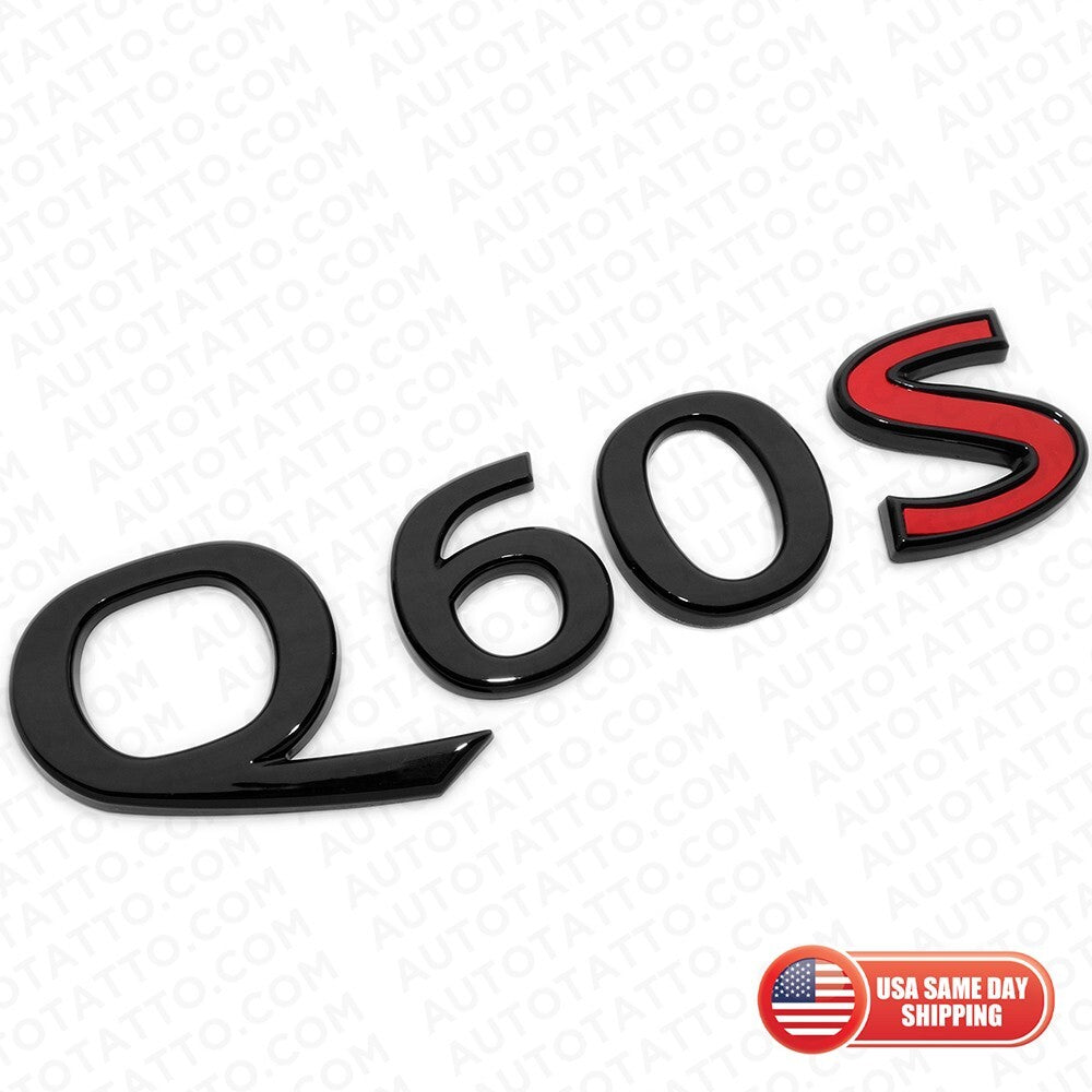 Infiniti Q60S Rear Trunk Logo Letter Badge Emblem Nameplate Sport Gloss Black