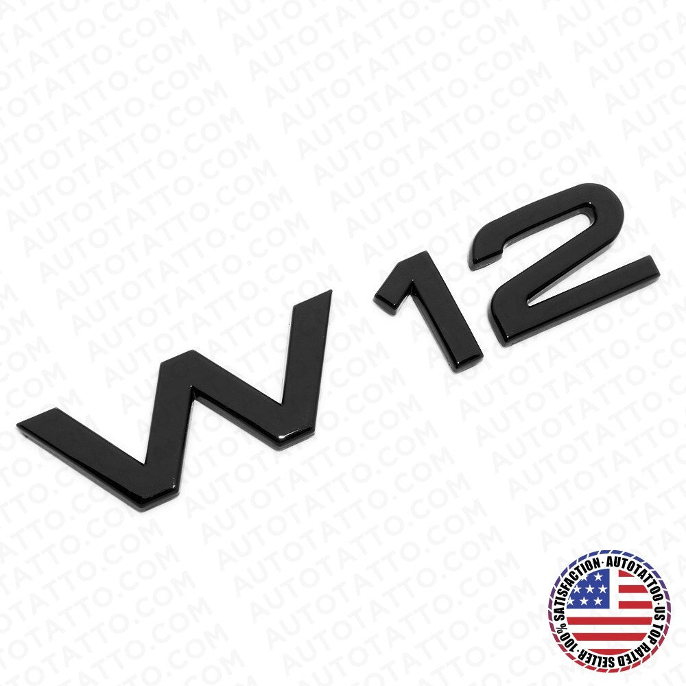 Audi Sport Car Rear Trunk W12 Marker Nameplate Emblem Badge Gloss Black