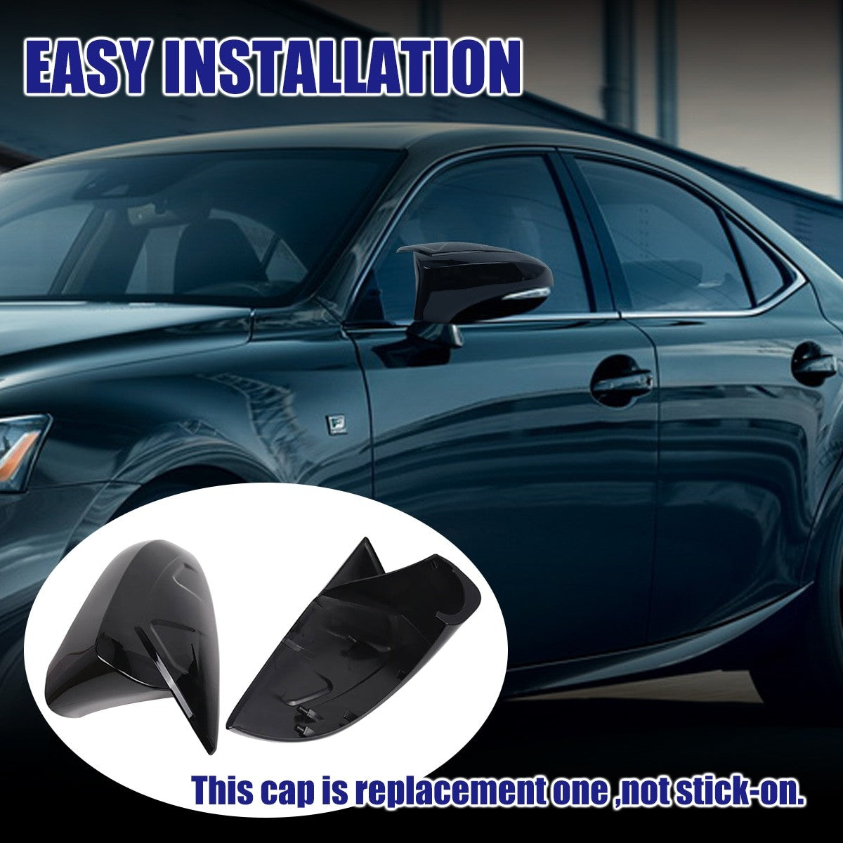 Gloss Black M Horn Side Mirror Cover Caps For Lexus IS200t IS300 IS350 2013-2020