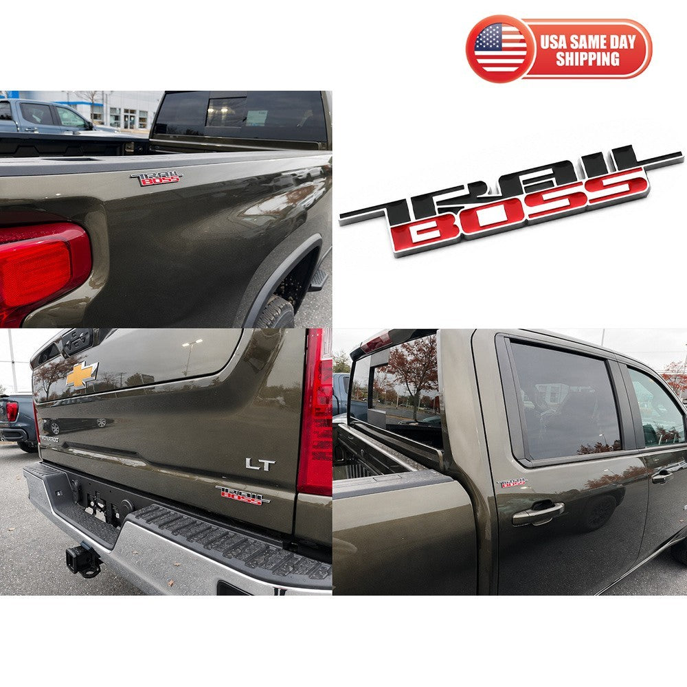 Chevrolet Silverado 1500 2500 3500 HD Trail Boss Door Bed Badge Emblem Red