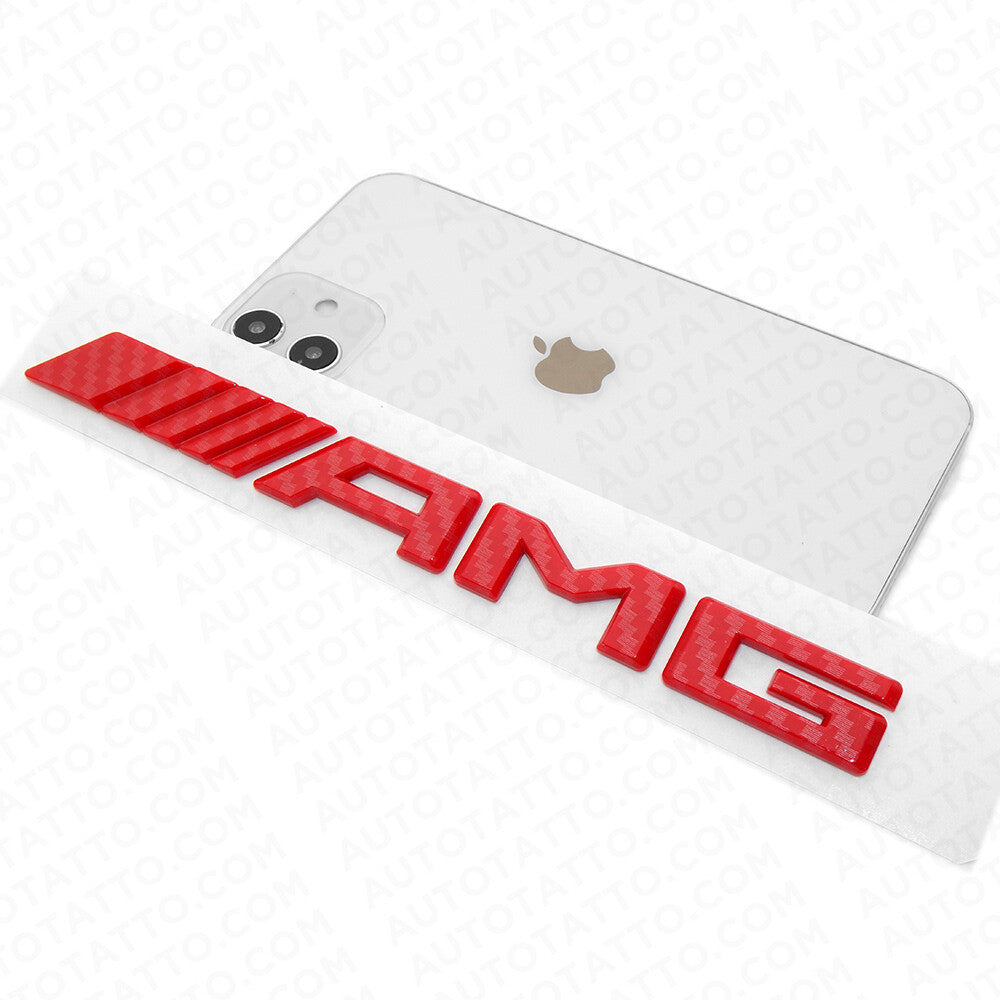 17+ Red Carbon Fiber Style AMG Sport Car Emblem 3D Trunk Lid Logo Badge Decorate