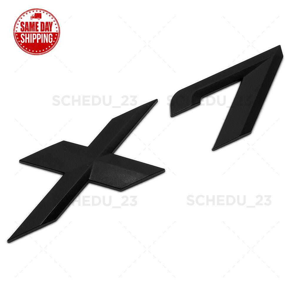 Matte Black X7 Letter Logo Emblem Badge LiftGate Rear Trunk ABS ///M Sport
