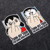 Set 2pcs Doraemon Turn Off High Beam Funny Cute Sticker Car SUV Decoration Decal
