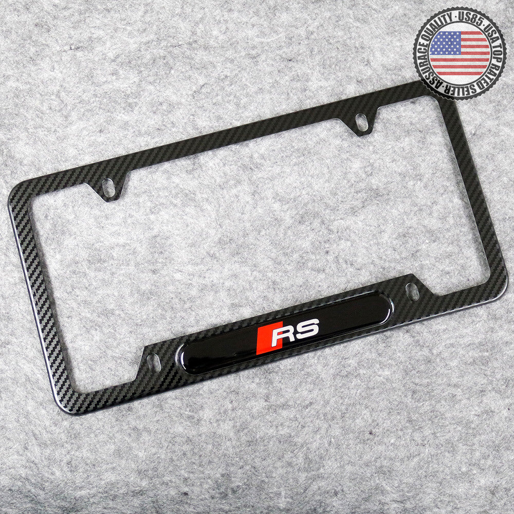 For Audi RS Front or Rear Carbon Fiber Texture License Plate Frame Cover Gift