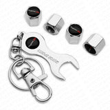 4pcs Hex Type S Logo Car Tire Wheel Air Stem Dust Valve Caps Cover With Keychain