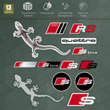 For Audi Sport S S-line Quattro Gecko Sticker Car Decal Stripes Logo Decoration