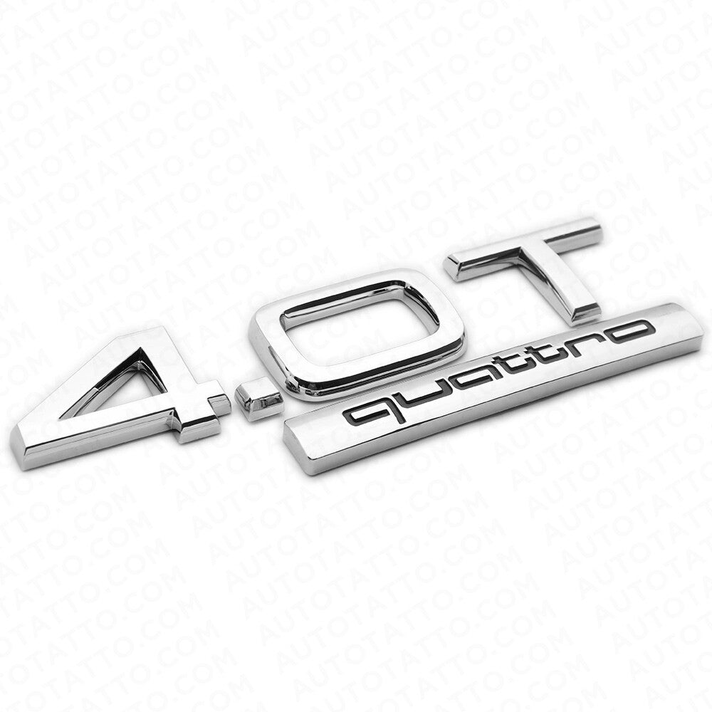 Audi Car Rear Trunk Deck Lid 4.0T Quattro Nameplate Emblem Badge OEM Chrome Slin
