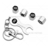 4pcs -Privilege Car Tire Wheels Air Stem Dust Valve Caps Cover + Keychain - White