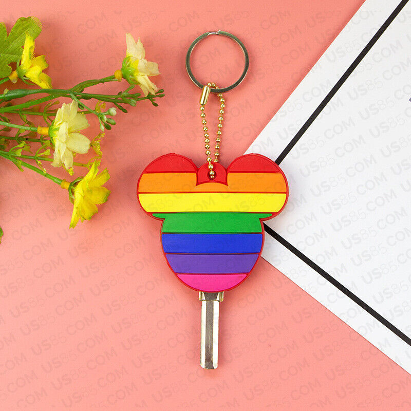 Universal 3D PVC Silicone Cute Cartoon Key Identifier Label Cap Cover Keychain