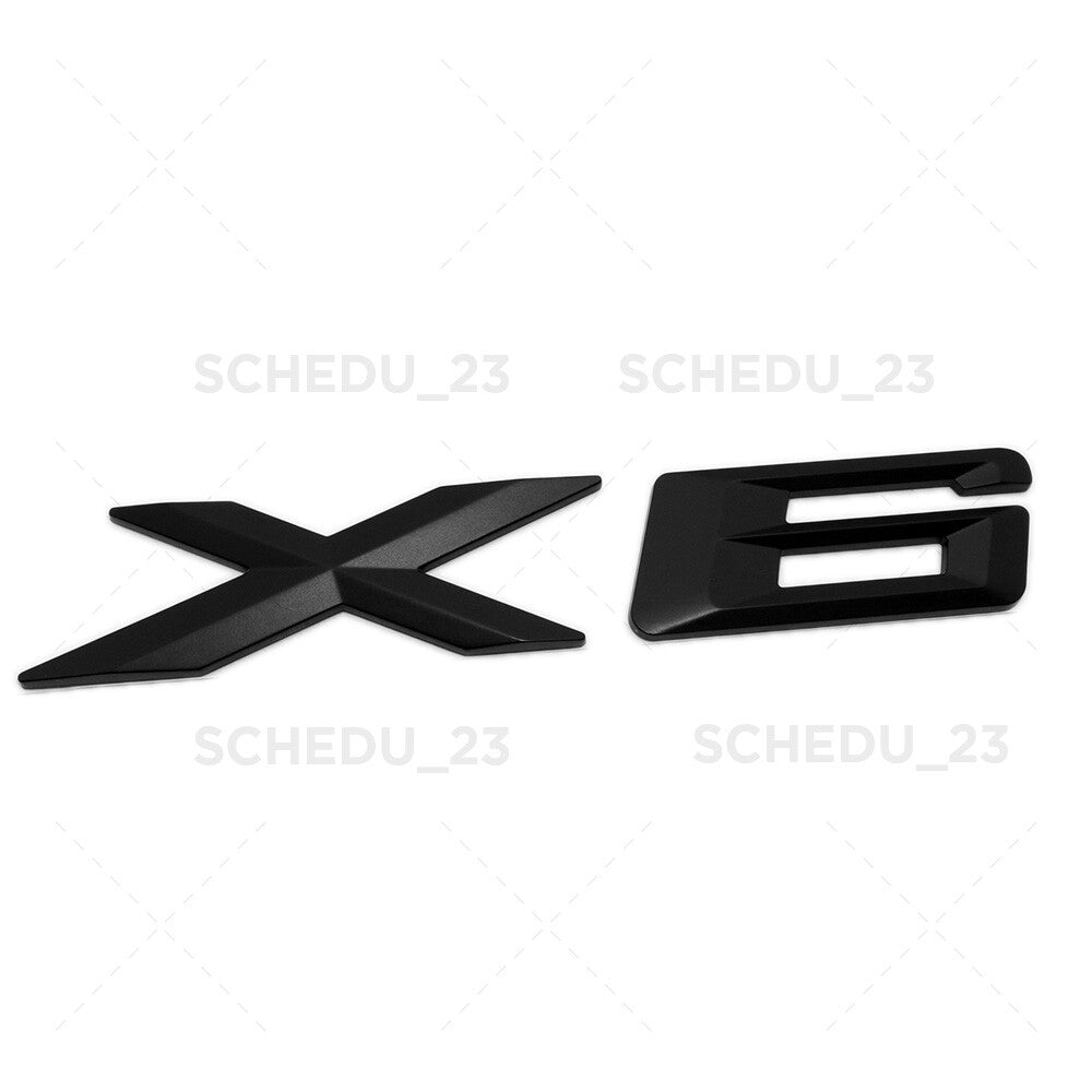 08-14 Matte Black X6 Letter Logo Emblem Badge Liftgate Rear Trunk ABS ///M Sport