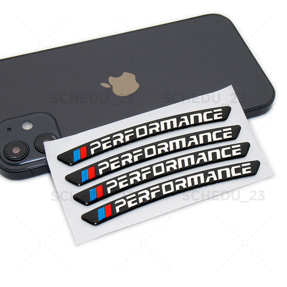 4pcs New M Performance Wheels 3D Sticker Badge Logo Emblem M Power Sport Black