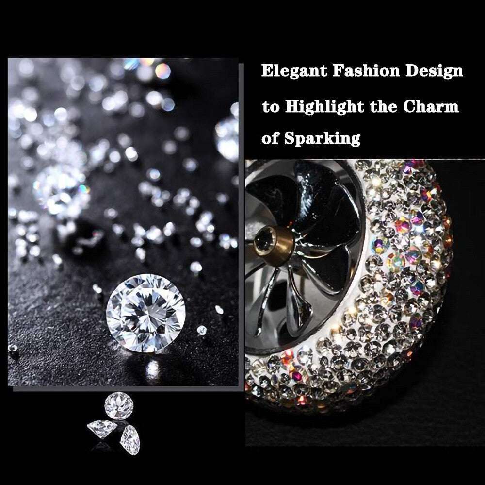 Crystal Bling Diamond Fragrance Mickey Fan Car Air Fresher Vent Perfume Clip