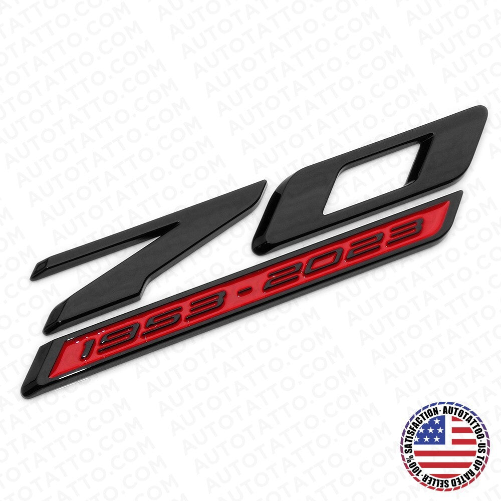 For C8 Corvette 70th Anniversary Edition Door Badge Nameplate Emblem Black & Red