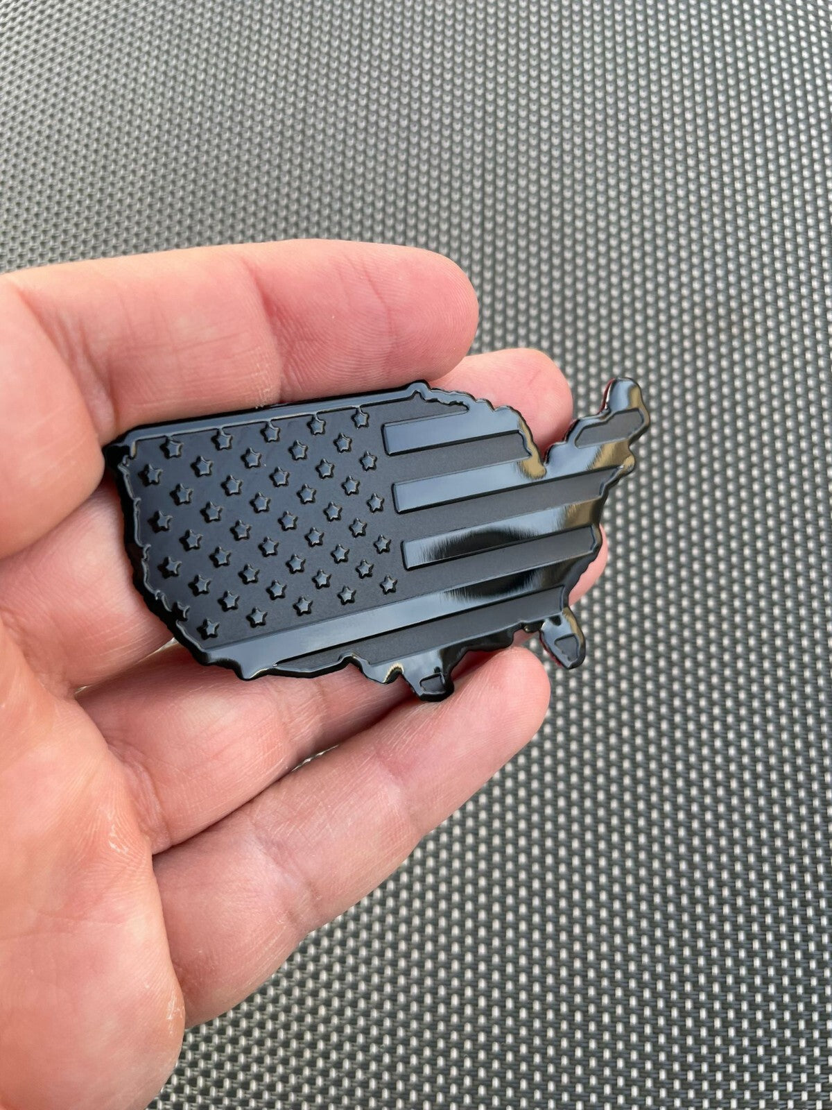 1 (ONE) 3D BLACK USA MAP EMBLEM BADGE - FITS ALL VEHICLES