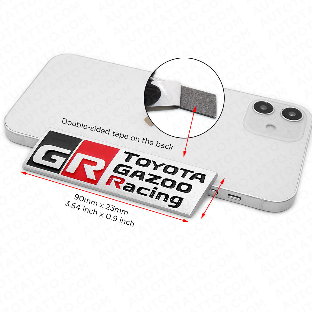 GR Toyota Gazoo Racing Fender Trunk Nameplate Emblem Badge Logo Sport Silver