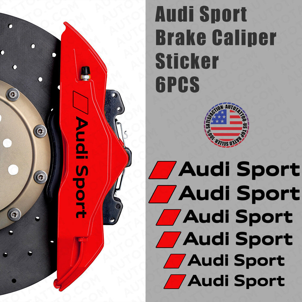 For Audi Sport Car Wheels Brake Caliper Sticker 3D Decal Logo Decoration Black