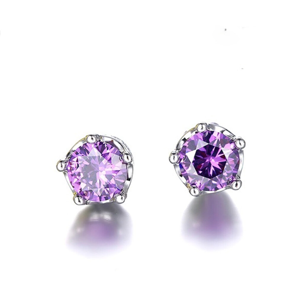 Unisex Fashion Elegant Crown Zircon Stud Earrings 925 Sterling Silver Earrings