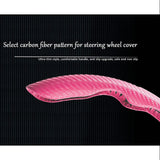 Universal Pink Carbon Fiber Car Steering Wheel Cover Non Slip Protector Decorate