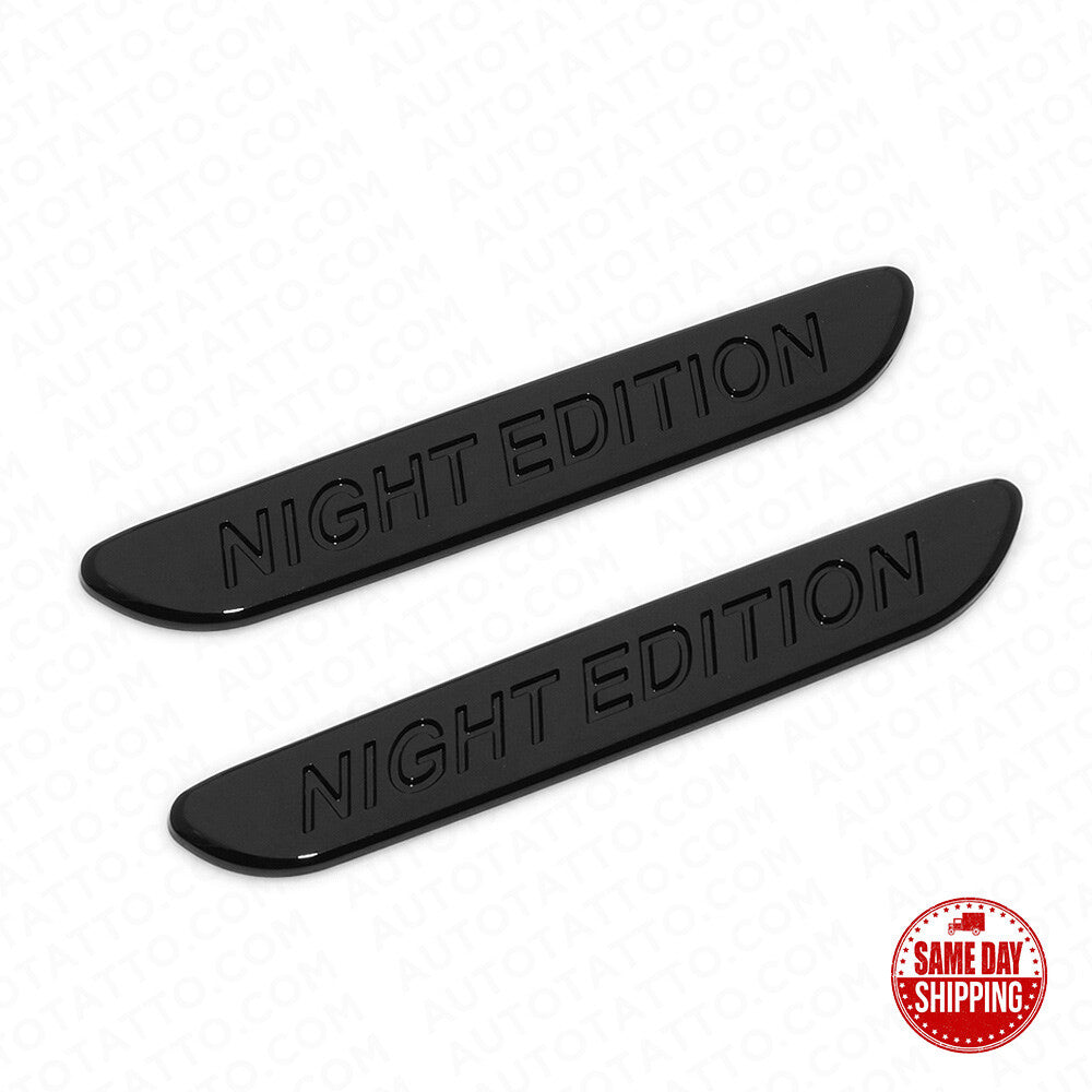 2x Night Edition Fender Marker Car AMG Logo Badge Emblem Sport Decoration Black