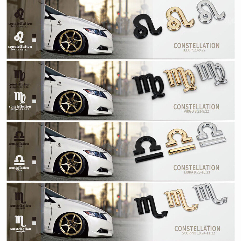 Universal 3D Fashion Metal 12 Constellations Car Decal Sticker Auto Decoration