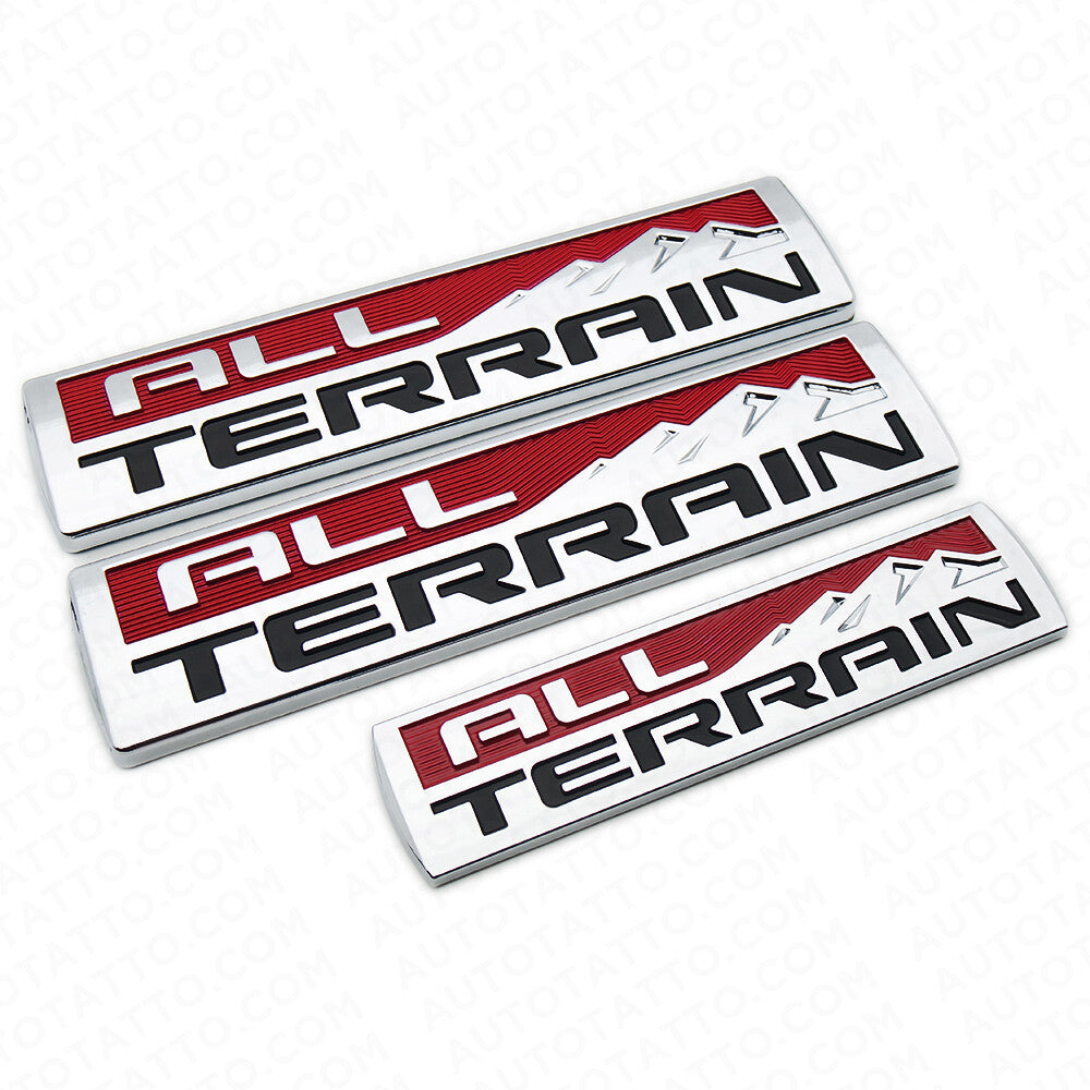 Set 3 Pcs GMC All Terrain Door Tailgate Letter Nameplate Emblem Badge Chrome