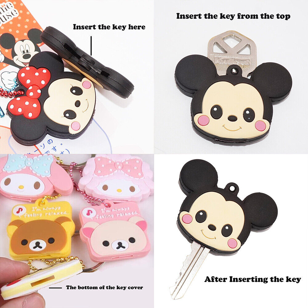Universal 3D PVC Silicone Cute Cartoon Key Identifier Label Cap Cover Keychain