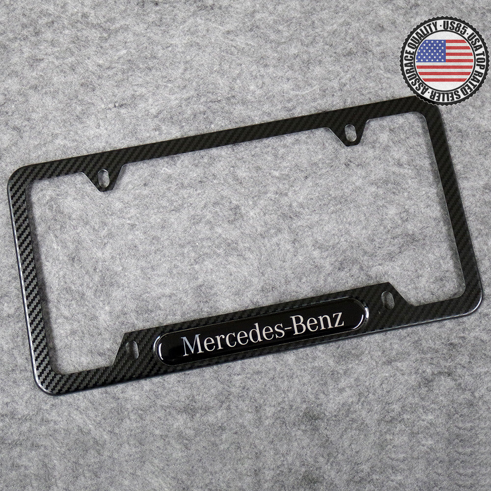 For Mercedes-Benz Sport Carbon Fiber Texture License Plate Frame Cover Gift