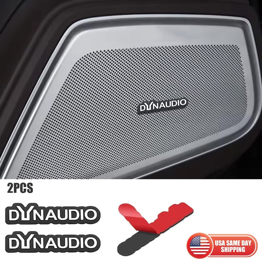 2pcs Dynaudio 50mm Aluminum Logo Emblem Car Door Speaker Badge Decal Replacement