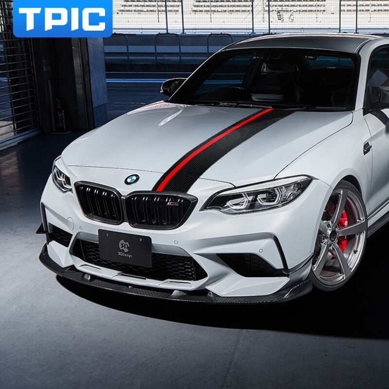 Carbon Fiber Car Hood Racing Sticker Stripe Decal For BMW Performance Sport